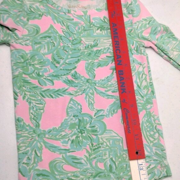 Lilly Pulitzer Sammy Pajama Shirt Youth Girls 4 Top Only Palms Pink Green Beach - Picture 9 of 14
